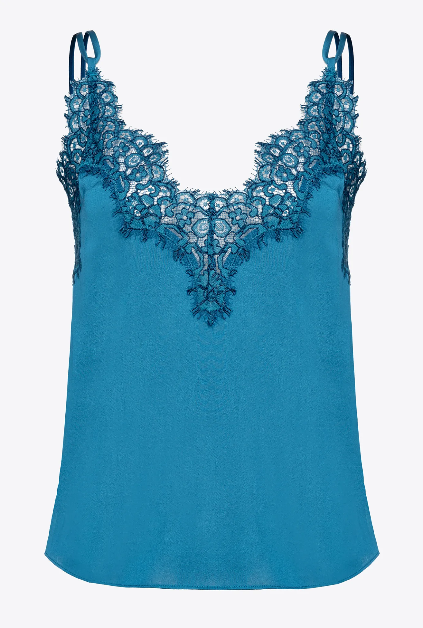 Topwear|PINKO Top En Satin Et Dentelle Bleu Marocain