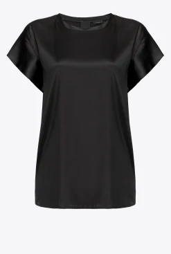 Chemises Et Blouses|PINKO Top En Satin Stretch Noir Limousine