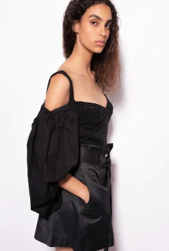 Topwear|PINKO Top En Tricot Et Popeline Noir Limousine
