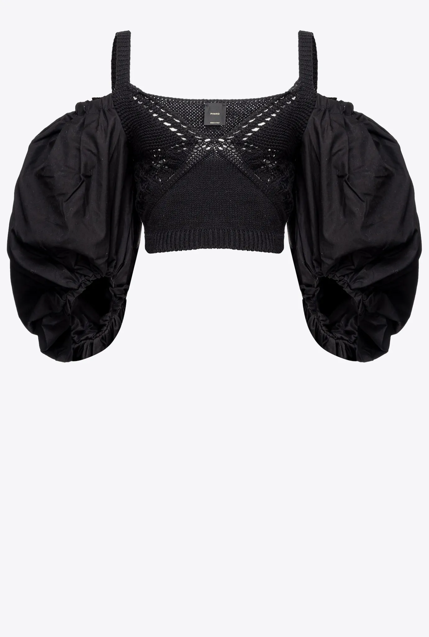 Topwear|PINKO Top En Tricot Et Popeline Noir Limousine