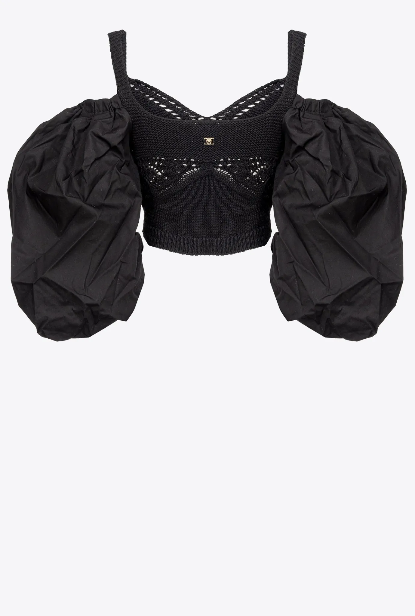 Topwear|PINKO Top En Tricot Et Popeline Noir Limousine