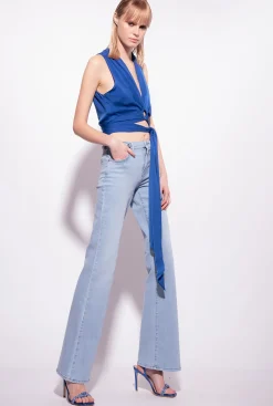 Topwear|PINKO Top Fluide Ceinture Bleu Surf Sur Le Web