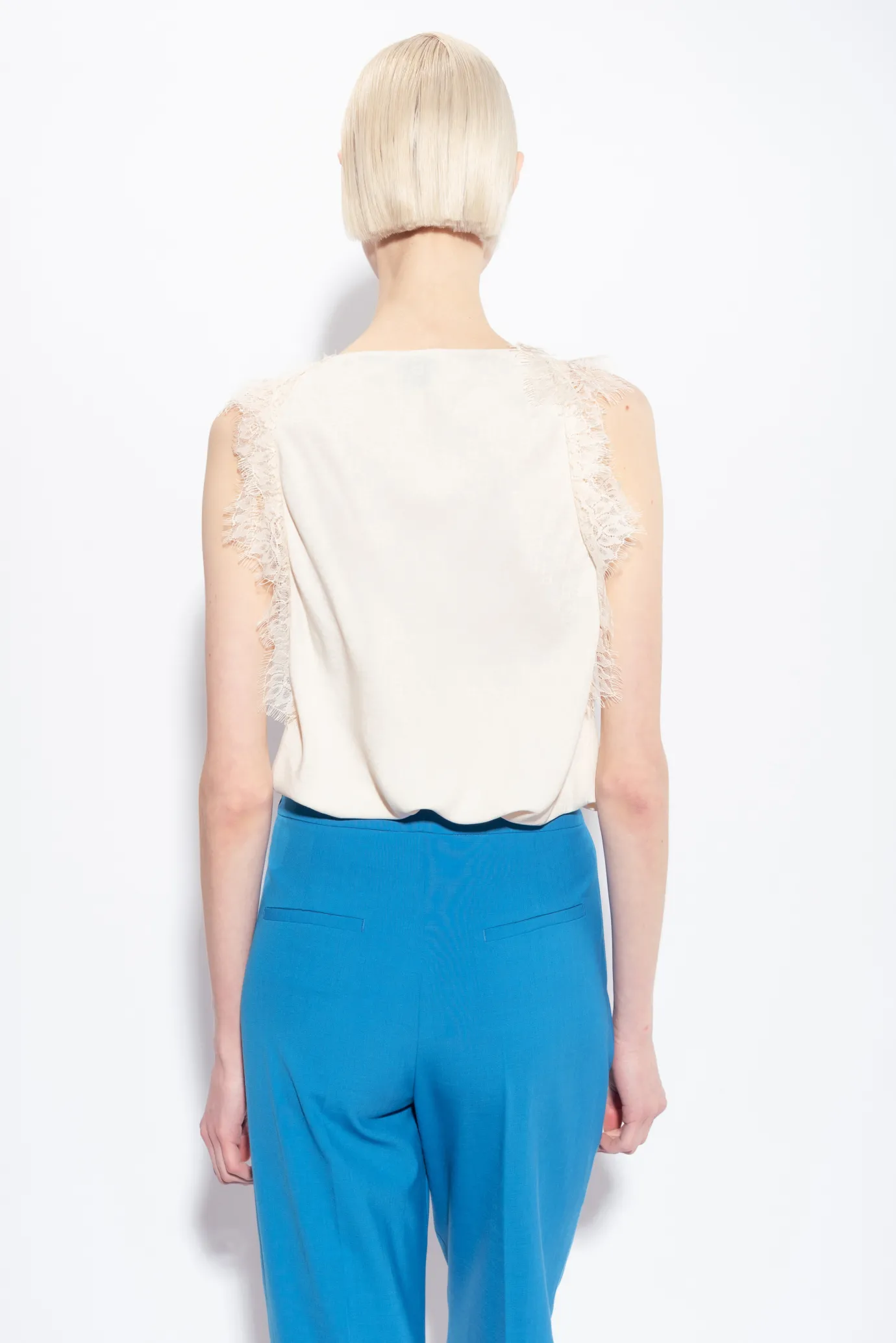 Topwear|PINKO Top Jacquard A Logo En Dentelle Rose Fume Blanc