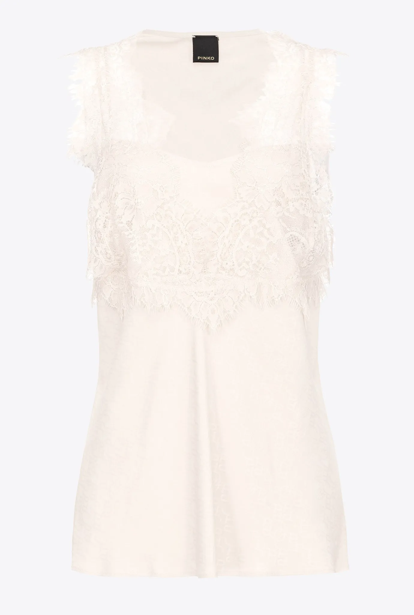 Topwear|PINKO Top Jacquard A Logo En Dentelle Rose Fume Blanc