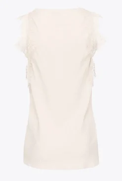Topwear|PINKO Top Jacquard A Logo En Dentelle Rose Fume Blanc