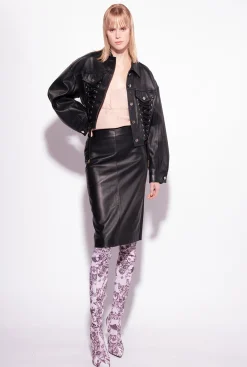 Topwear|PINKO Top Jacquard A Logo En Dentelle Nude - Rose