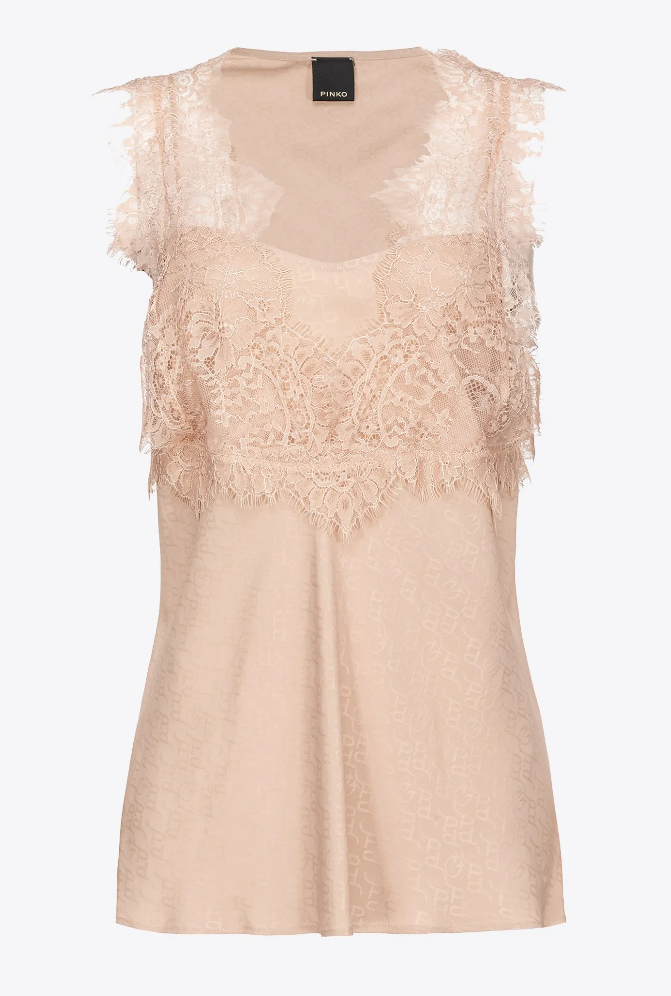 Topwear|PINKO Top Jacquard A Logo En Dentelle Nude - Rose