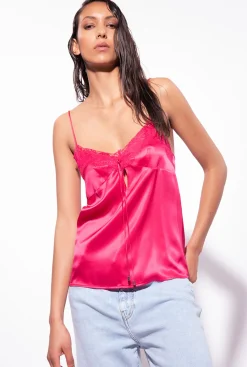 Topwear|PINKO Top Lingerie A Dentelle Rose Rouge