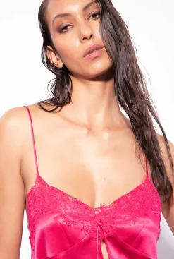 Topwear|PINKO Top Lingerie A Dentelle Rose Rouge