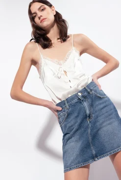Topwear|PINKO Top Lingerie A Dentelle Blanc-Blanche-Neige