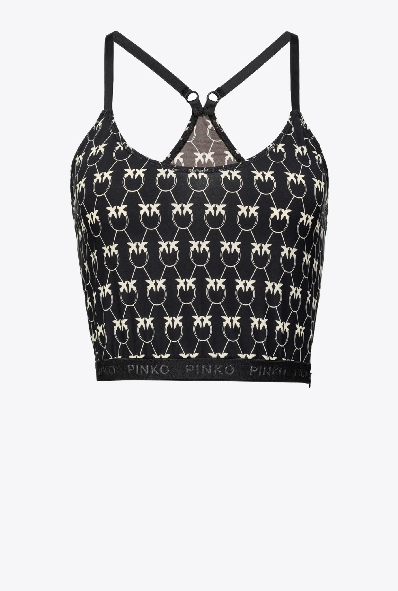 Topwear|PINKO Top Love Birds Monogram Noir/Creme