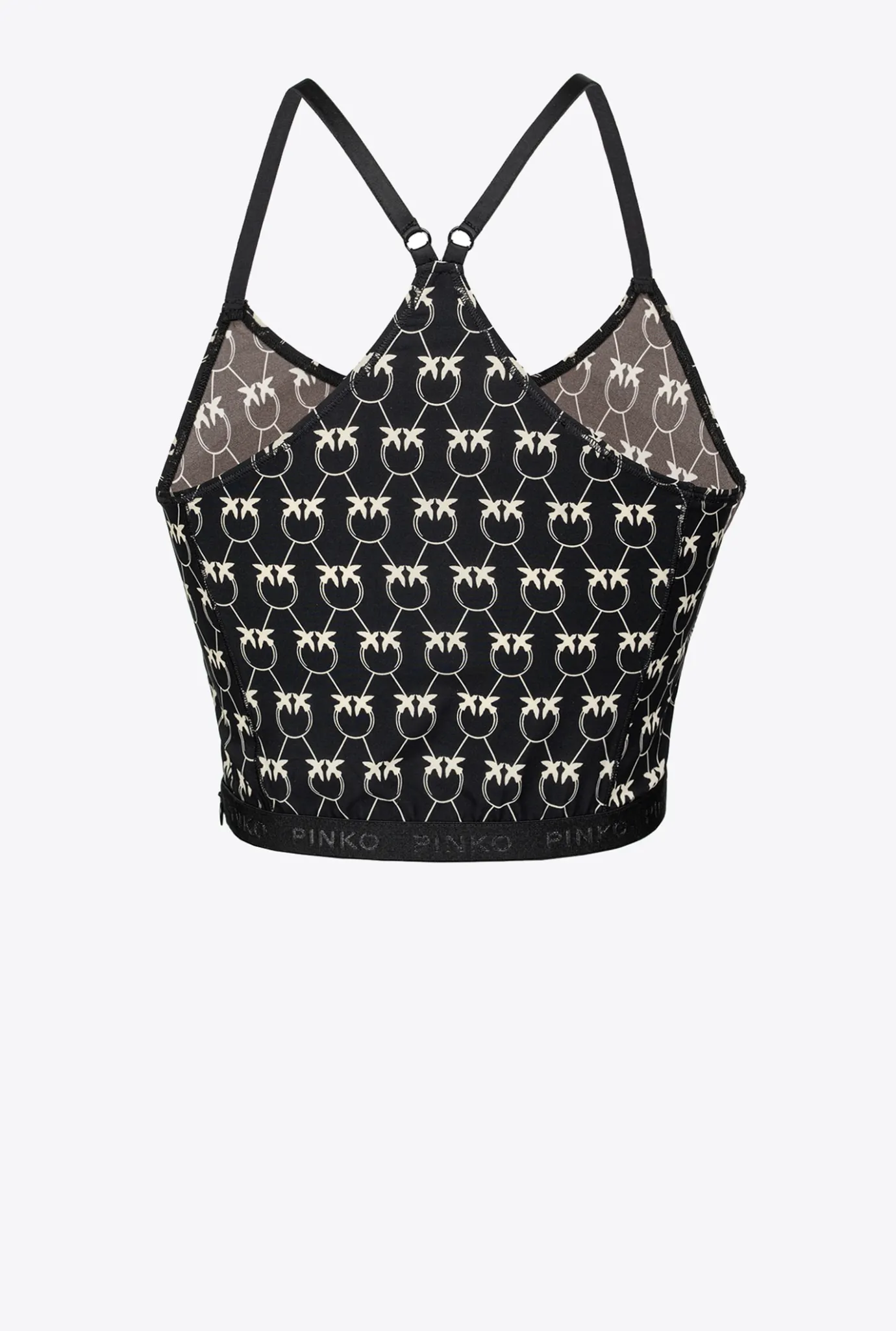 Topwear|PINKO Top Love Birds Monogram Noir/Creme