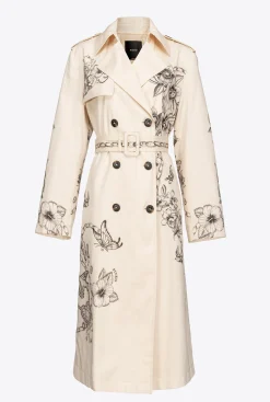 Vêtements D'extérieur|PINKO Trench A Imprime Tatouage Beurre/Noir
