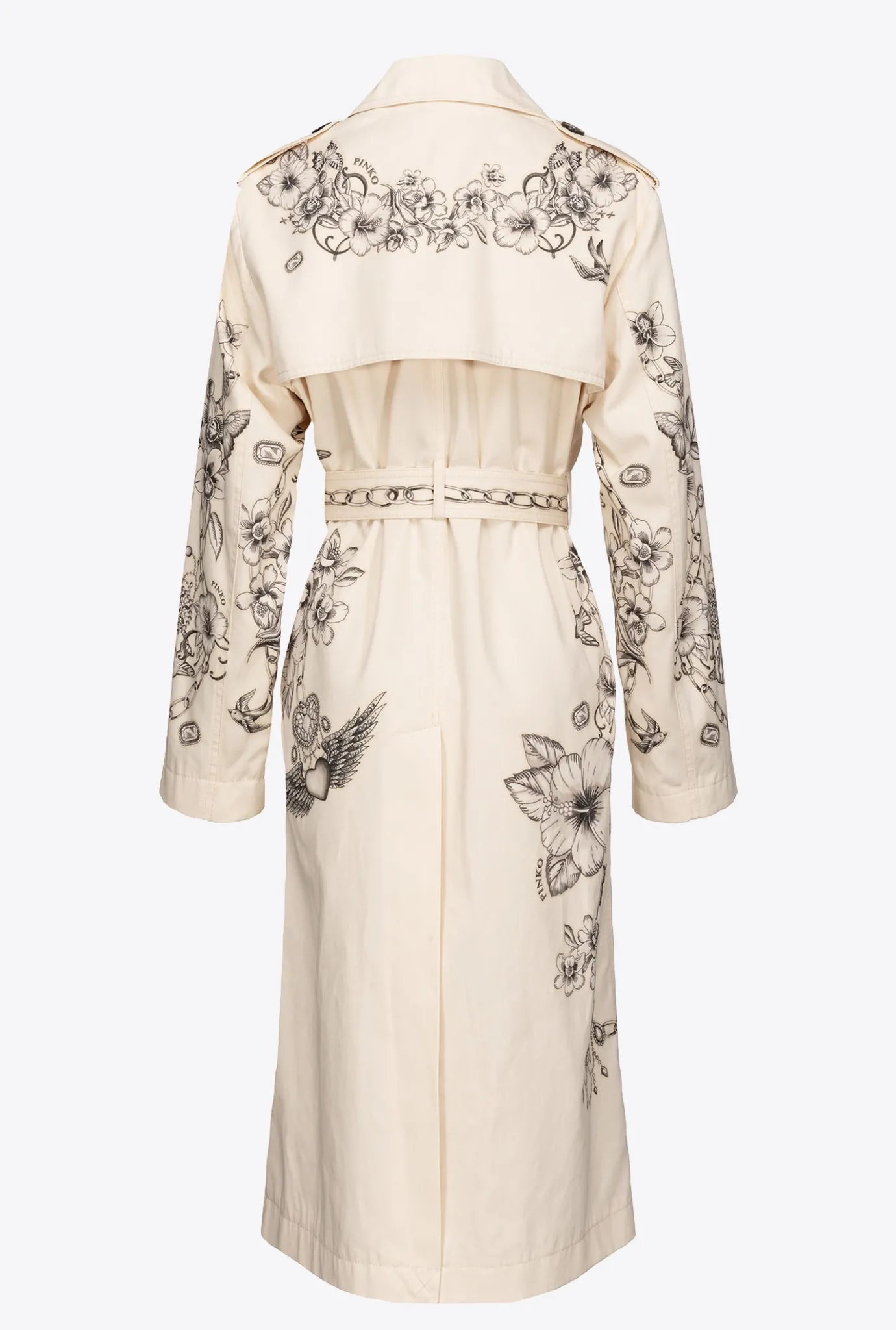 Vêtements D'extérieur|PINKO Trench A Imprime Tatouage Beurre/Noir