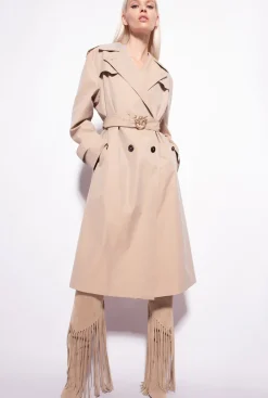 Vêtements D'extérieur|PINKO Trench Avec Boucle Love Birds Beige Safari