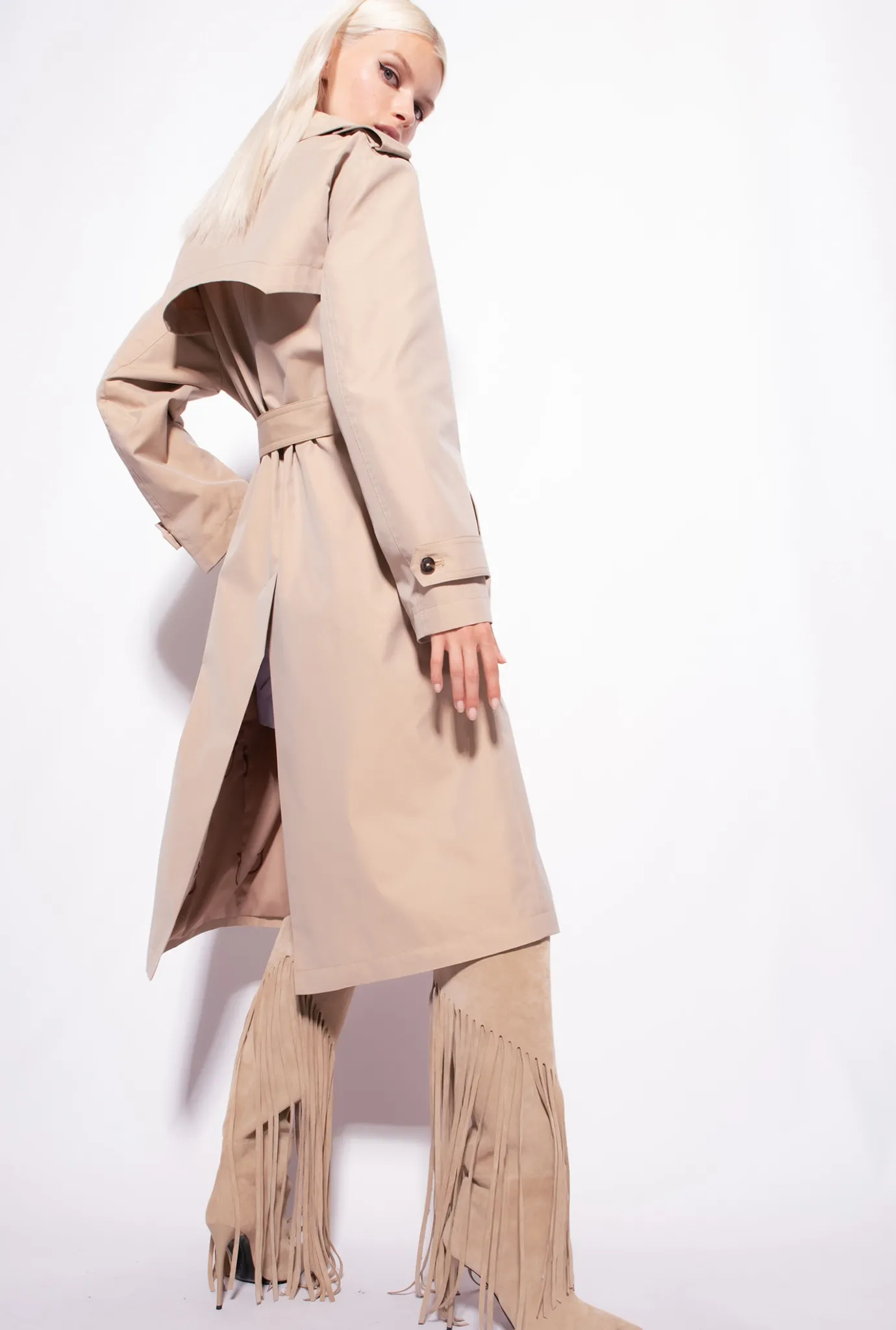 Vêtements D'extérieur|PINKO Trench Avec Boucle Love Birds Beige Safari
