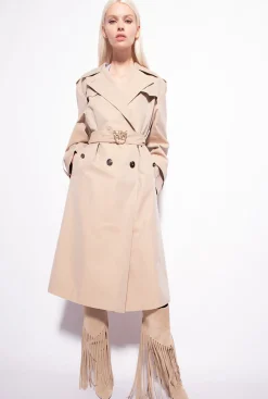 Vêtements D'extérieur|PINKO Trench Avec Boucle Love Birds Beige Safari