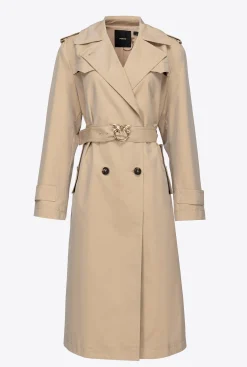 Vêtements D'extérieur|PINKO Trench Avec Boucle Love Birds Beige Safari