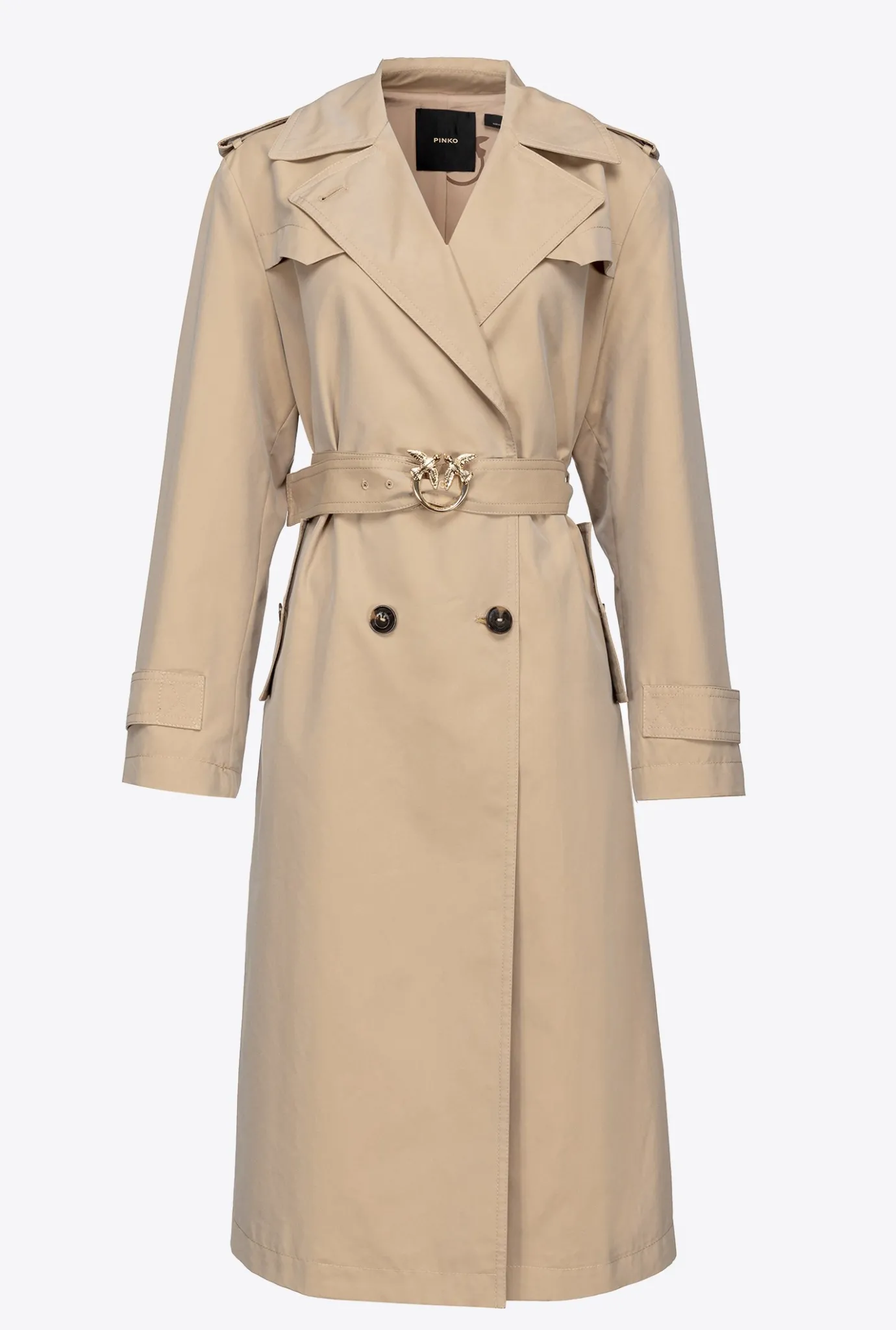 Vêtements D'extérieur|PINKO Trench Avec Boucle Love Birds Beige Safari