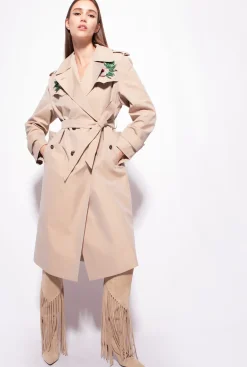 Vêtements D'extérieur|PINKO Trench Brode Beige Safari