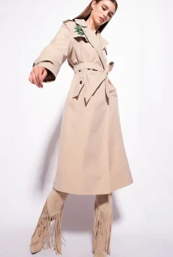 Vêtements D'extérieur|PINKO Trench Brode Beige Safari