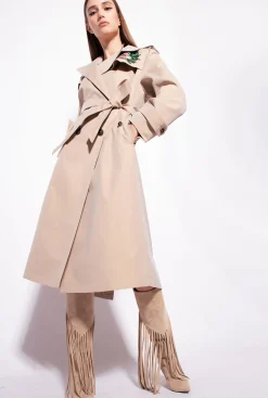 Vêtements D'extérieur|PINKO Trench Brode Beige Safari