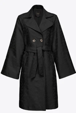 Vêtements D'extérieur|PINKO Trench En Jacquard A Logo Noir Limousine