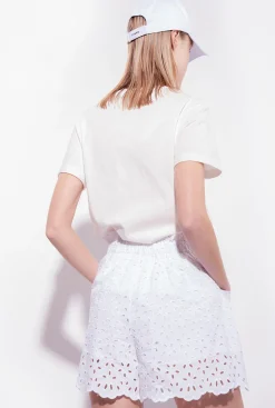 Topwear|PINKO T-Shirt A Broderie Coeur Blanc Soie