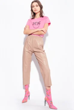 Topwear|PINKO T-Shirt A Broderie Love Birds Rose-Convolvus