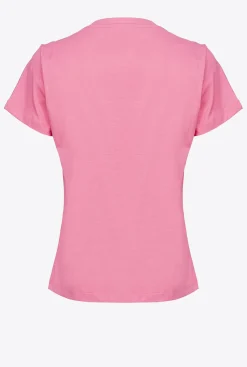 Topwear|PINKO T-Shirt A Broderie Love Birds Rose-Convolvus