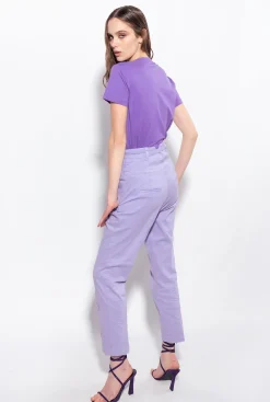 Tailleurs Et Ensembles|PINKO T-Shirt A Broderie Love Birds Lilas Lavande