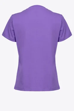 Tailleurs Et Ensembles|PINKO T-Shirt A Broderie Love Birds Lilas Lavande