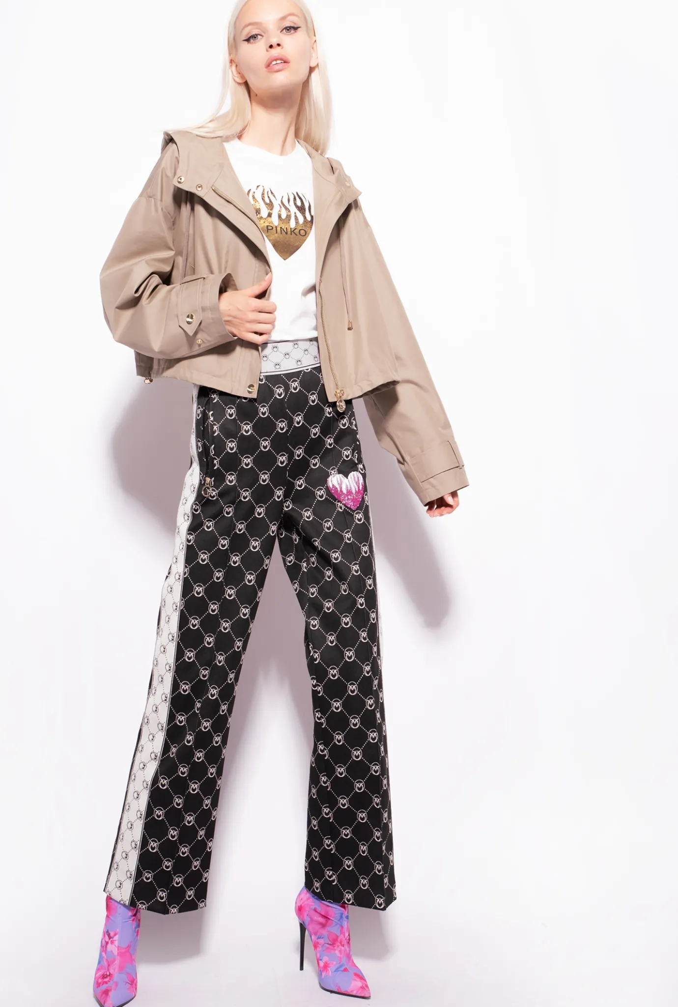 Topwear|PINKO T-Shirt A Imprime Coeur Blanc Soie