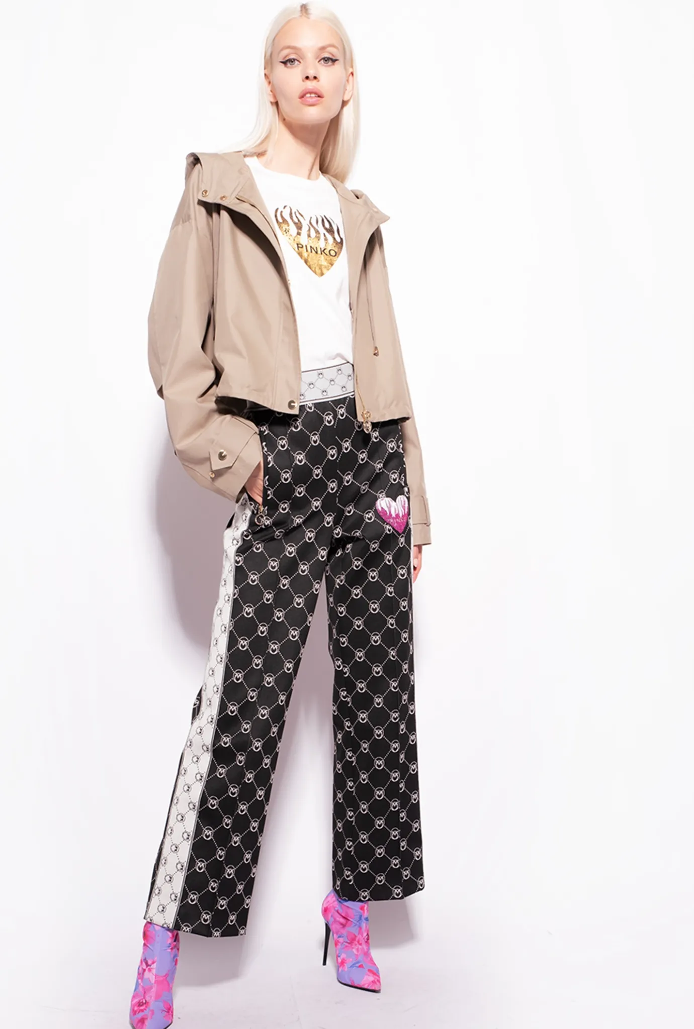 Topwear|PINKO T-Shirt A Imprime Coeur Blanc Soie