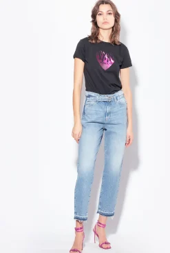 Topwear|PINKO T-Shirt A Imprime Coeur Noir Limousine