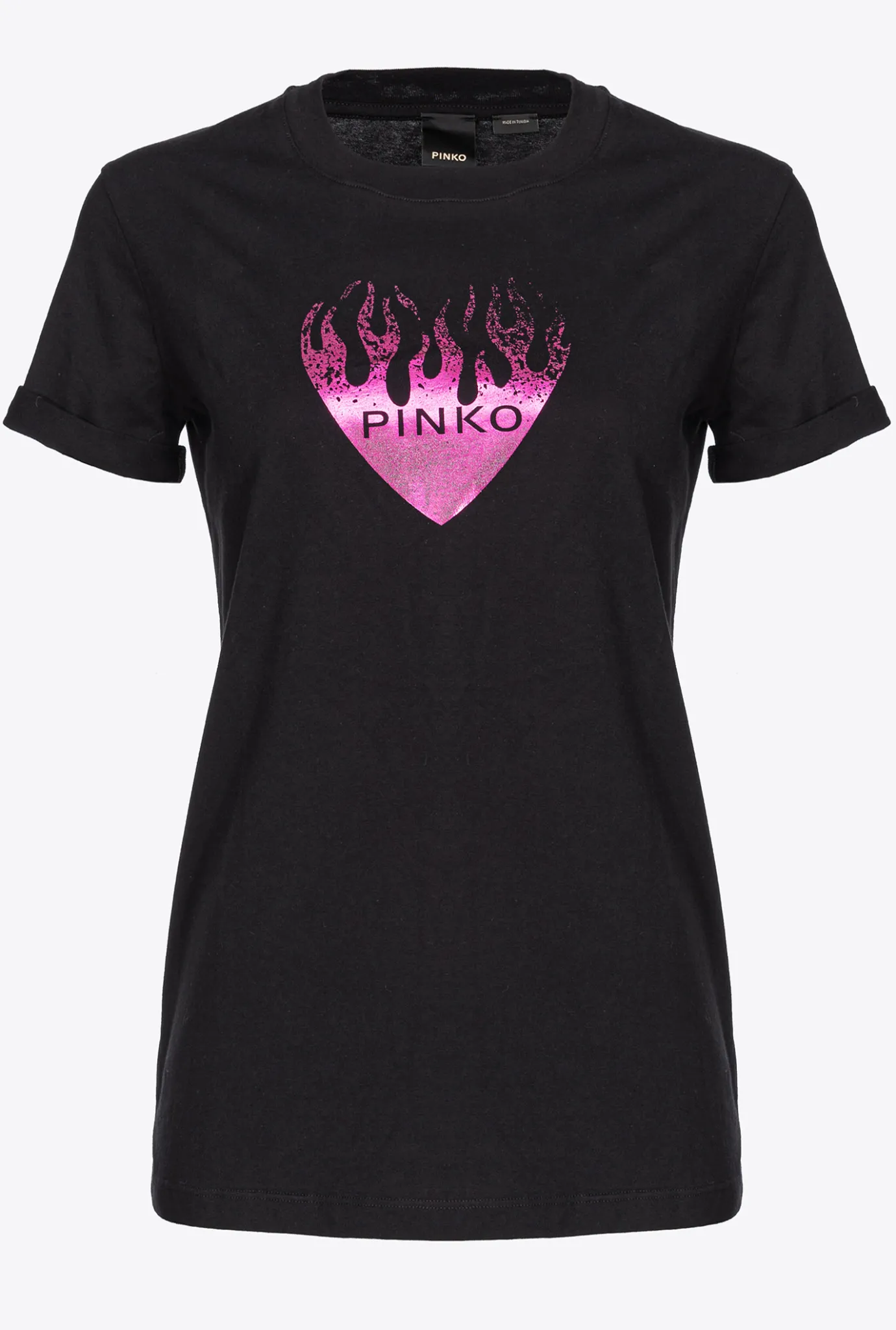 Topwear|PINKO T-Shirt A Imprime Coeur Noir Limousine