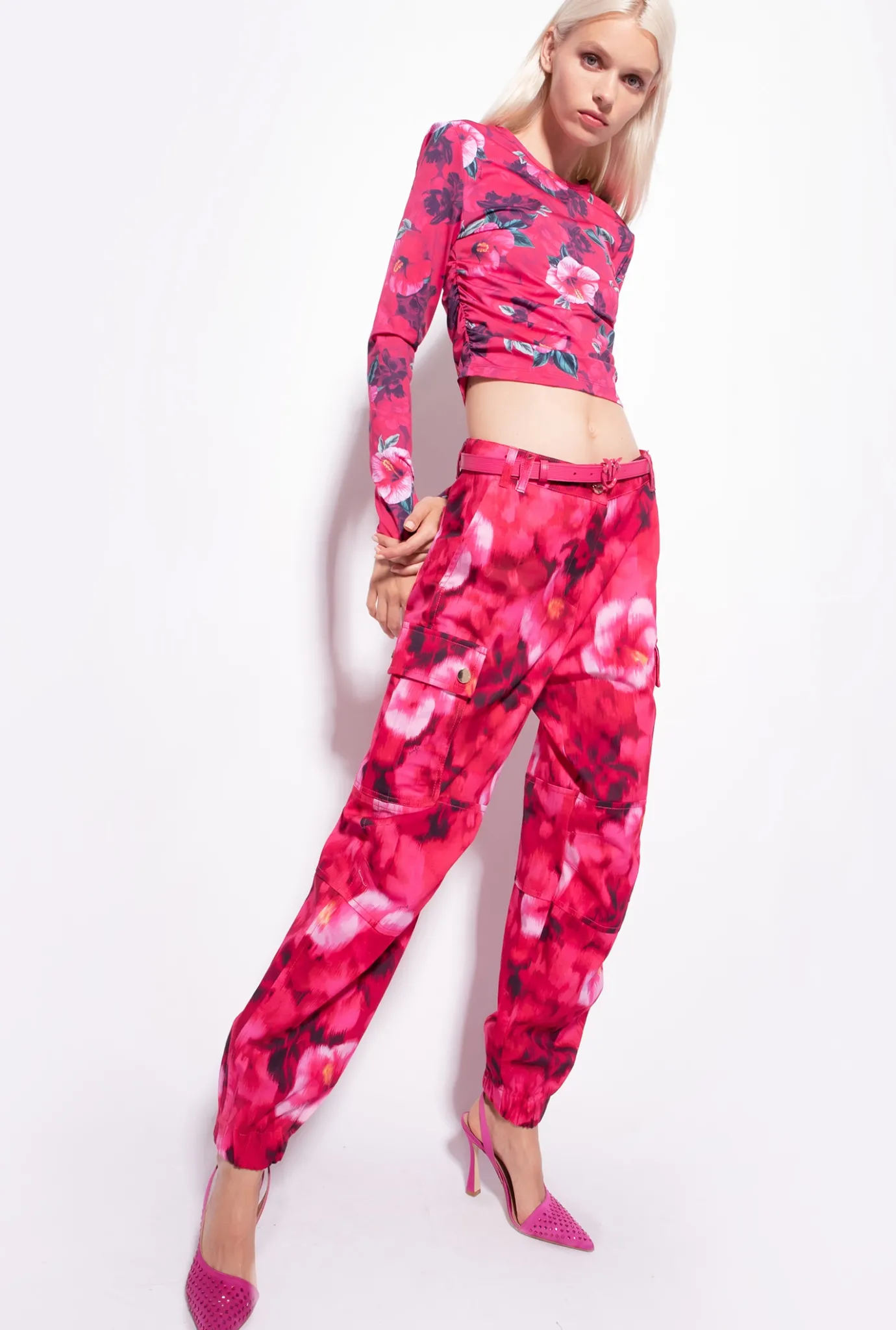 Tailleurs Et Ensembles|PINKO T-Shirt A Imprime Hibiscus Multi.Fuchsia/Rose