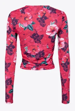 Tailleurs Et Ensembles|PINKO T-Shirt A Imprime Hibiscus Multi.Fuchsia/Rose
