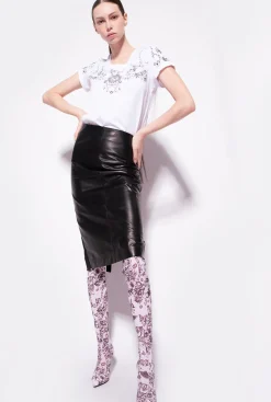 Topwear|PINKO T-Shirt A Imprime Tatouage Blanc Brill.