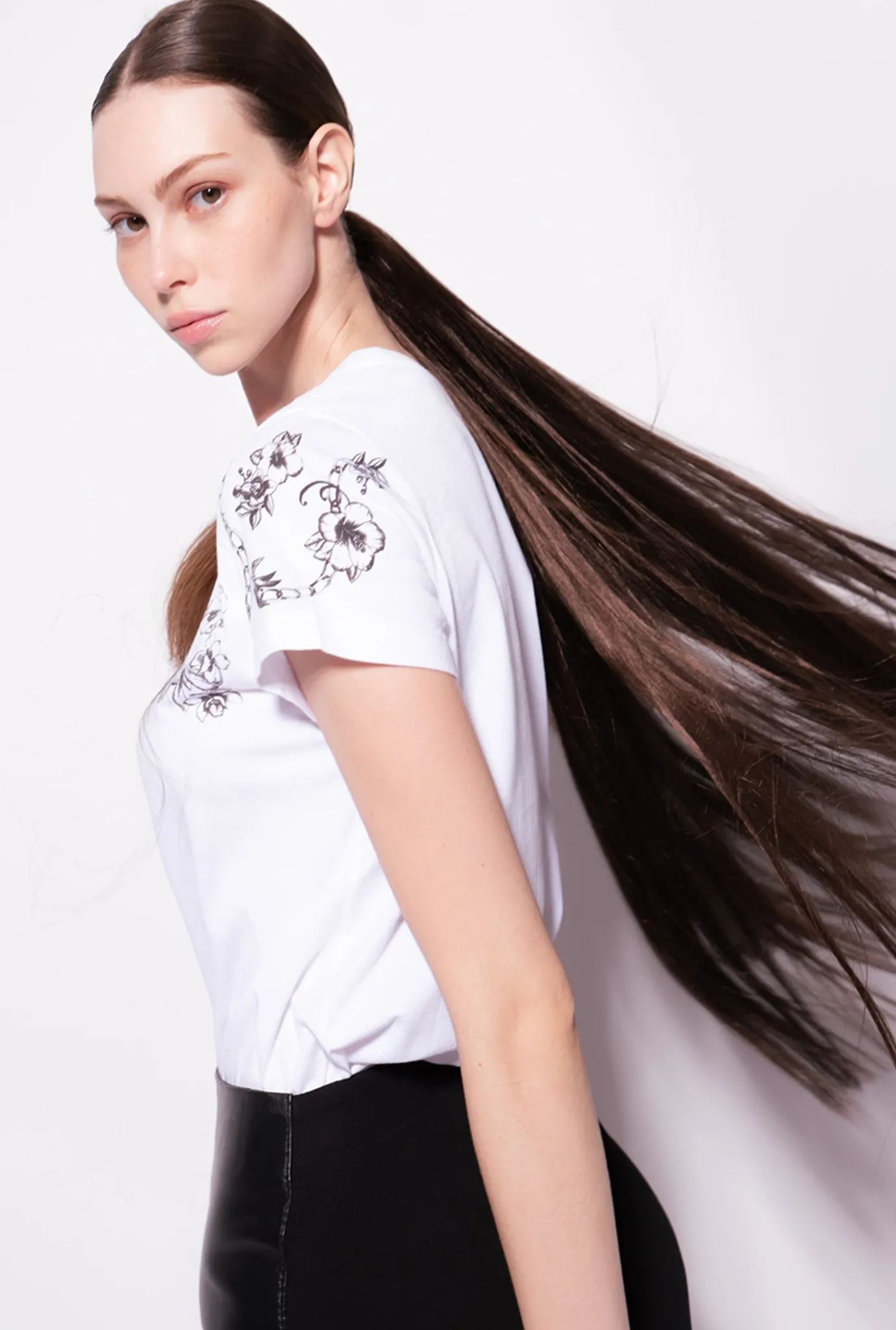 Topwear|PINKO T-Shirt A Imprime Tatouage Blanc Brill.