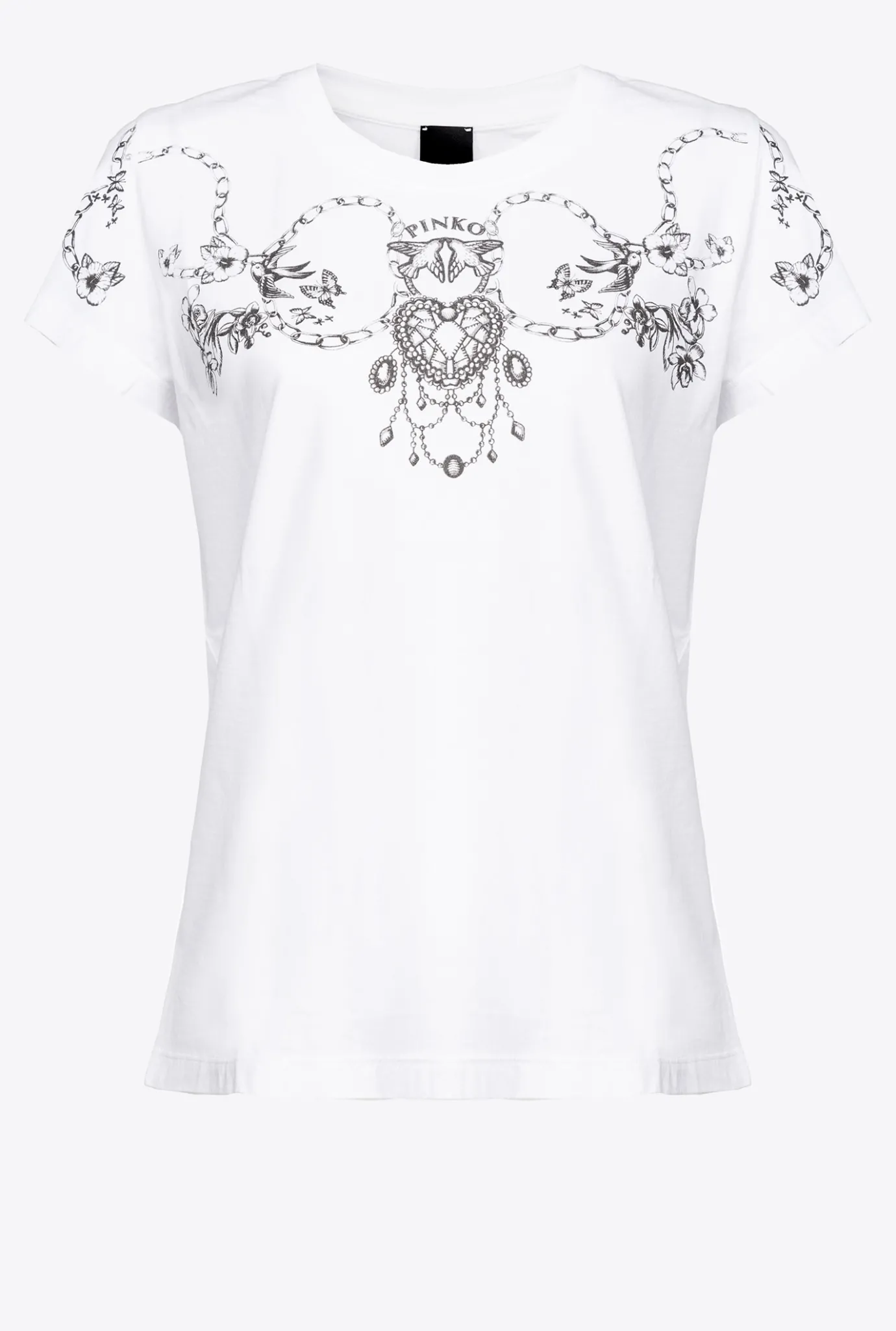 Topwear|PINKO T-Shirt A Imprime Tatouage Blanc Brill.