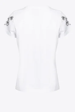 Topwear|PINKO T-Shirt A Imprime Tatouage Blanc Brill.