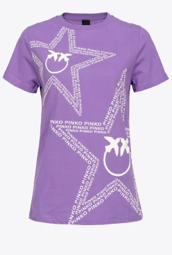 Topwear|PINKO T-Shirt A Logo Etoile Lilas Lavande