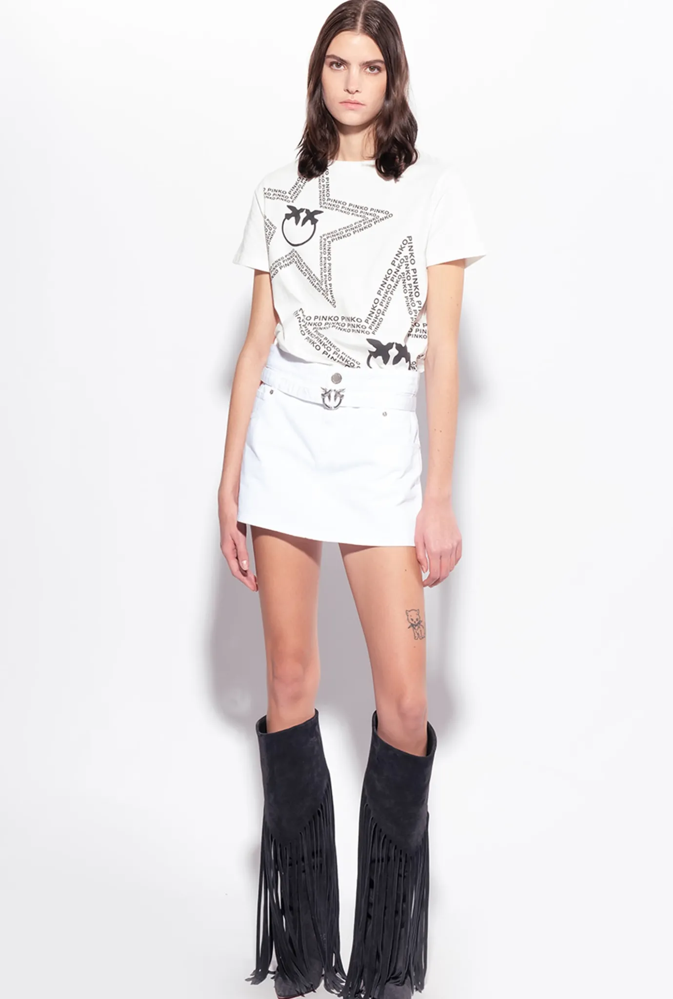 Topwear|PINKO T-Shirt A Logo Etoile Blanc Soie