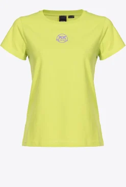Topwear|PINKO T-Shirt A Logo Imprime Citron Vert