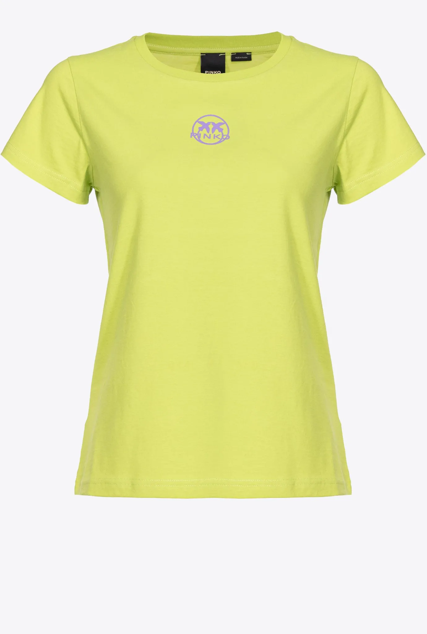 Topwear|PINKO T-Shirt A Logo Imprime Citron Vert