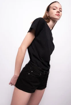 Topwear|PINKO T-Shirt A Mini Broderie Love Birds Noir Limousine