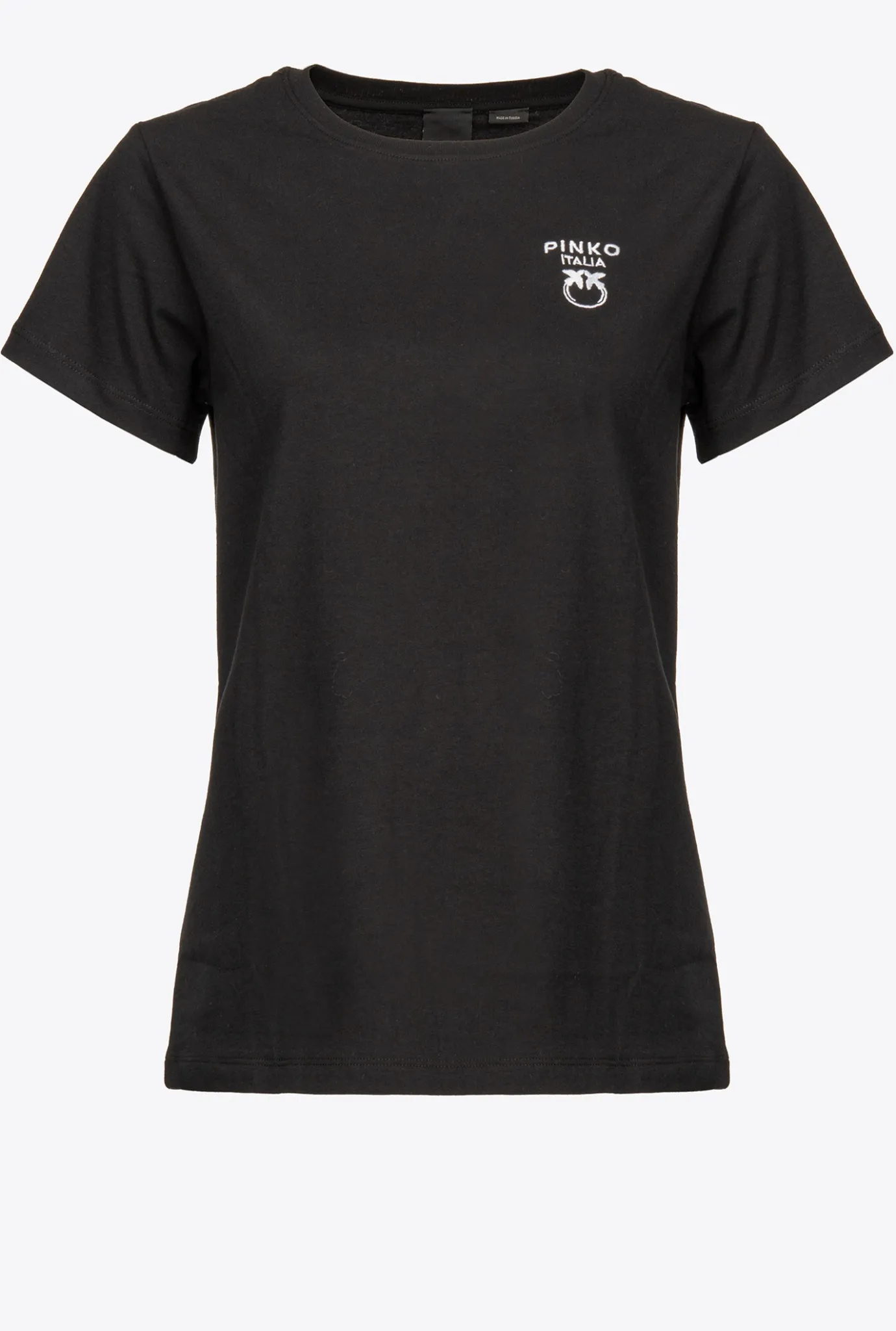 Topwear|PINKO T-Shirt A Mini Broderie Love Birds Noir Limousine