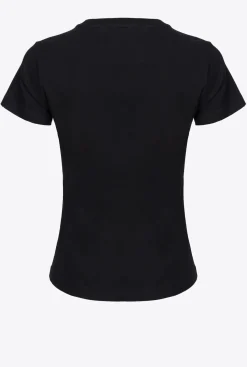 Tailleurs Et Ensembles|PINKO T-Shirt A Mini Logo Noir Limousine