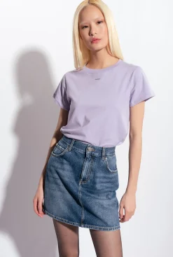 Topwear|PINKO T-Shirt A Mini Logo Lilas - Sorbet Clair